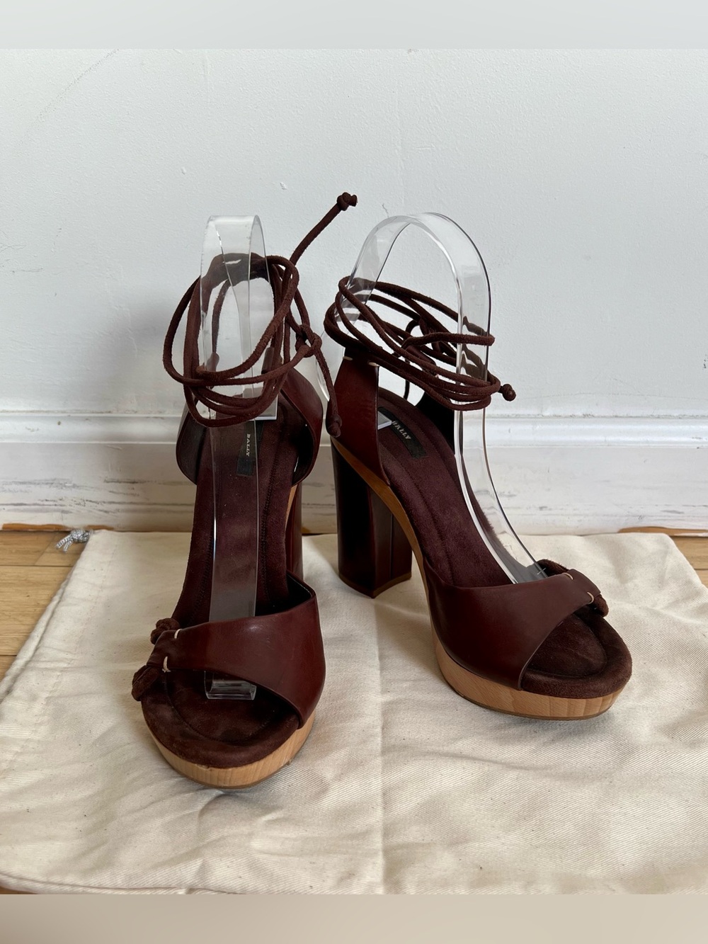 Bally Leather & Suede Lace-up Sandals Women’s EU 37,5 US 7 Brown Platform Shoes